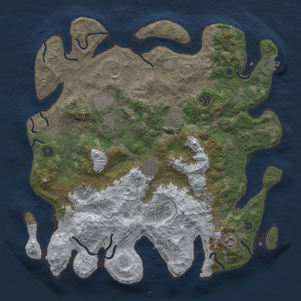 Rust Map: Procedural Map, Size: 4000, Seed: 387408, 18 Monuments