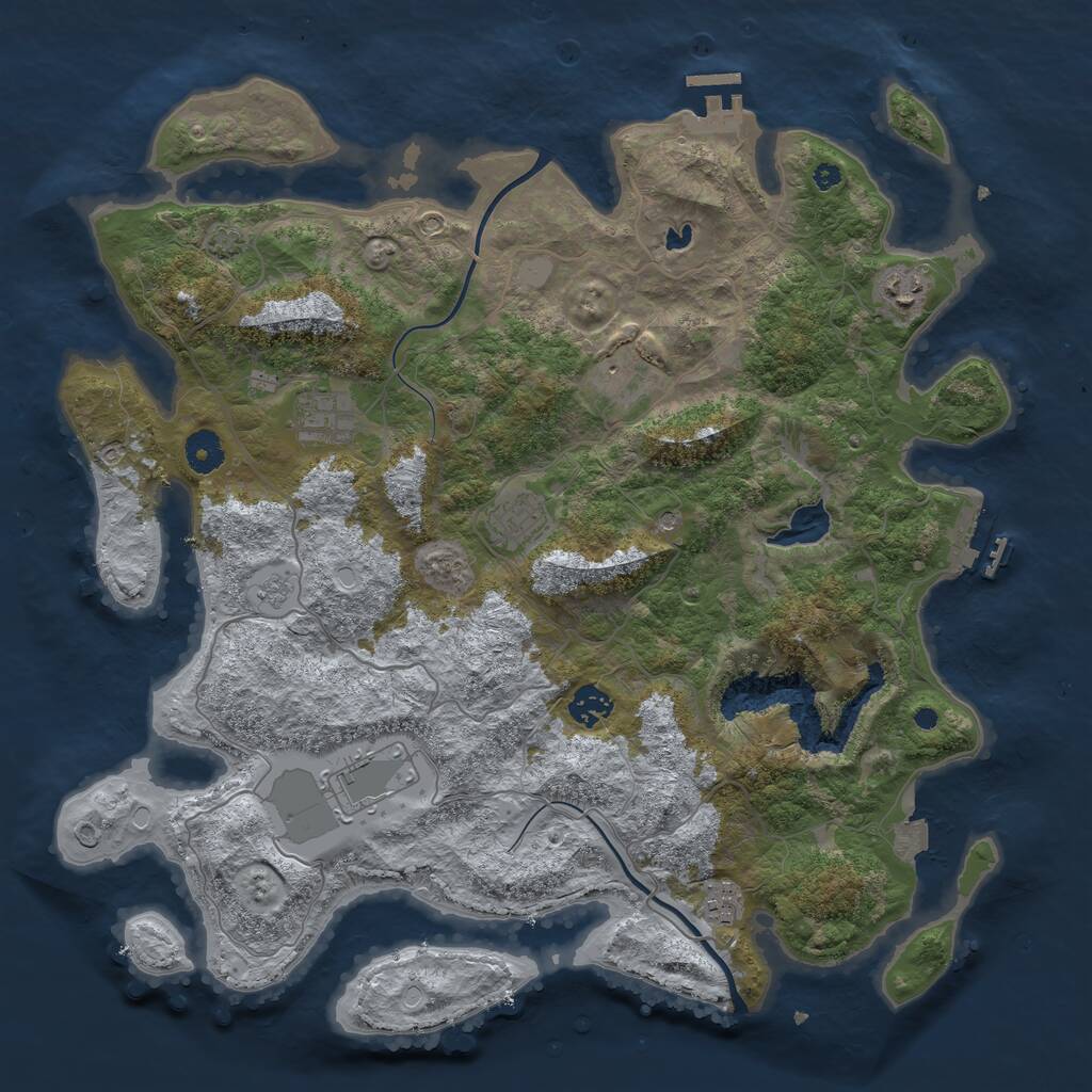 Rust Map: Procedural Map, Size: 4000, Seed: 347721, 13 Monuments