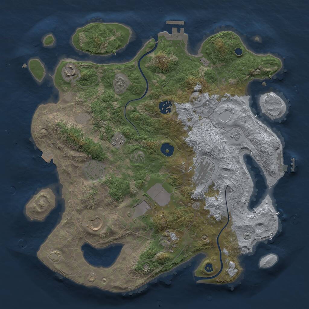 Rust Map: Procedural Map, Size: 3500, Seed: 841479230, 13 Monuments