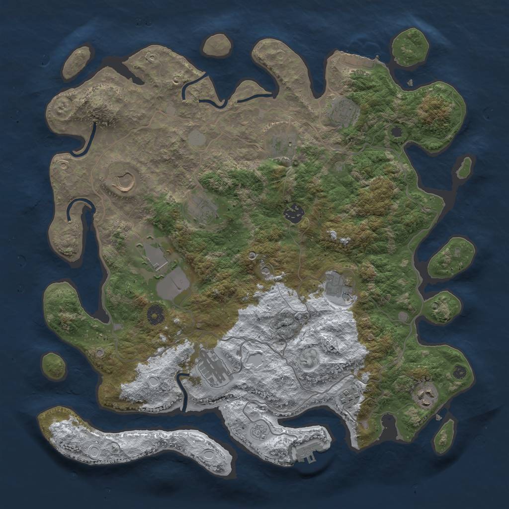 Rust Map: Procedural Map, Size: 4000, Seed: 185866, 19 Monuments