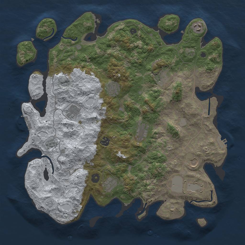 Rust Map: Procedural Map, Size: 4000, Seed: 250876, 19 Monuments