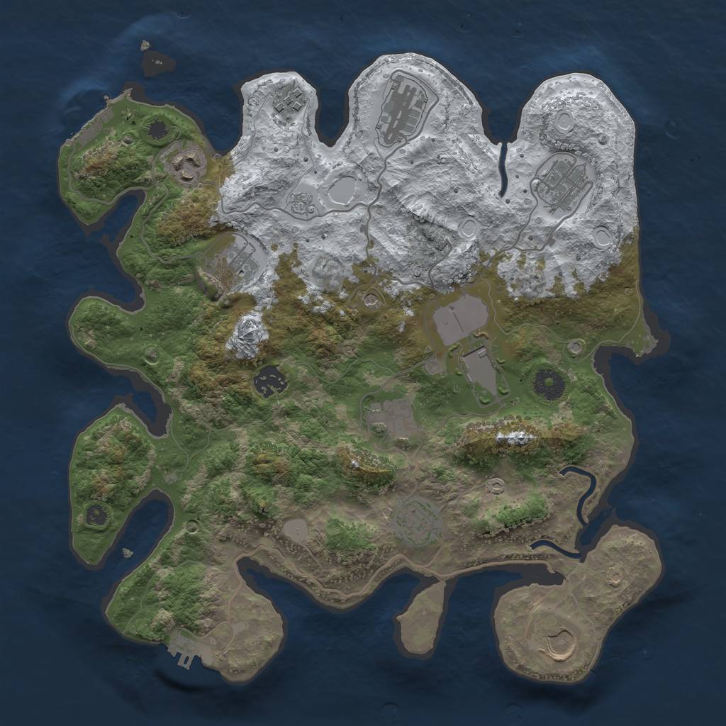 Rust Map: Procedural Map, Size: 3500, Seed: 974491, 19 Monuments
