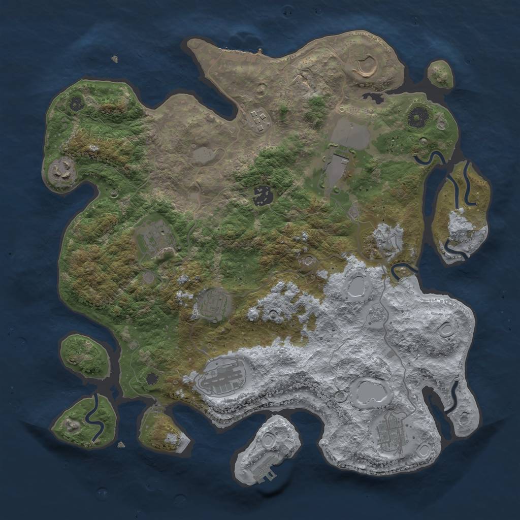 Rust Map: Procedural Map, Size: 3700, Seed: 1583735841, 19 Monuments