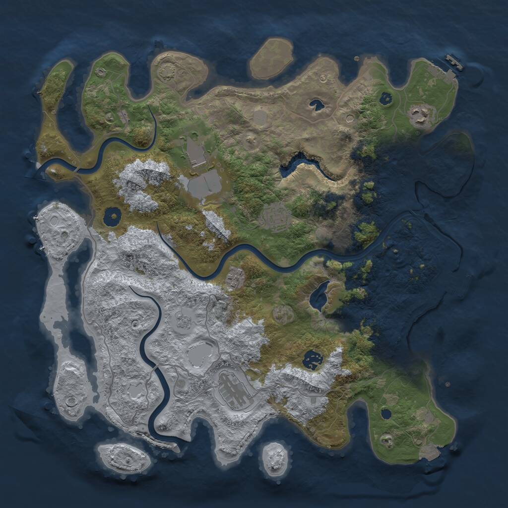 Rust Map: Procedural Map, Size: 4000, Seed: 867530942, 12 Monuments