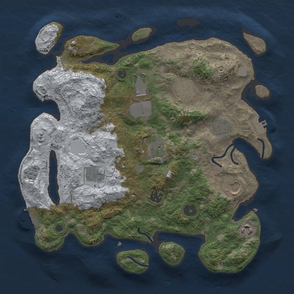 Rust Map: Procedural Map, Size: 3500, Seed: 48836002, 18 Monuments