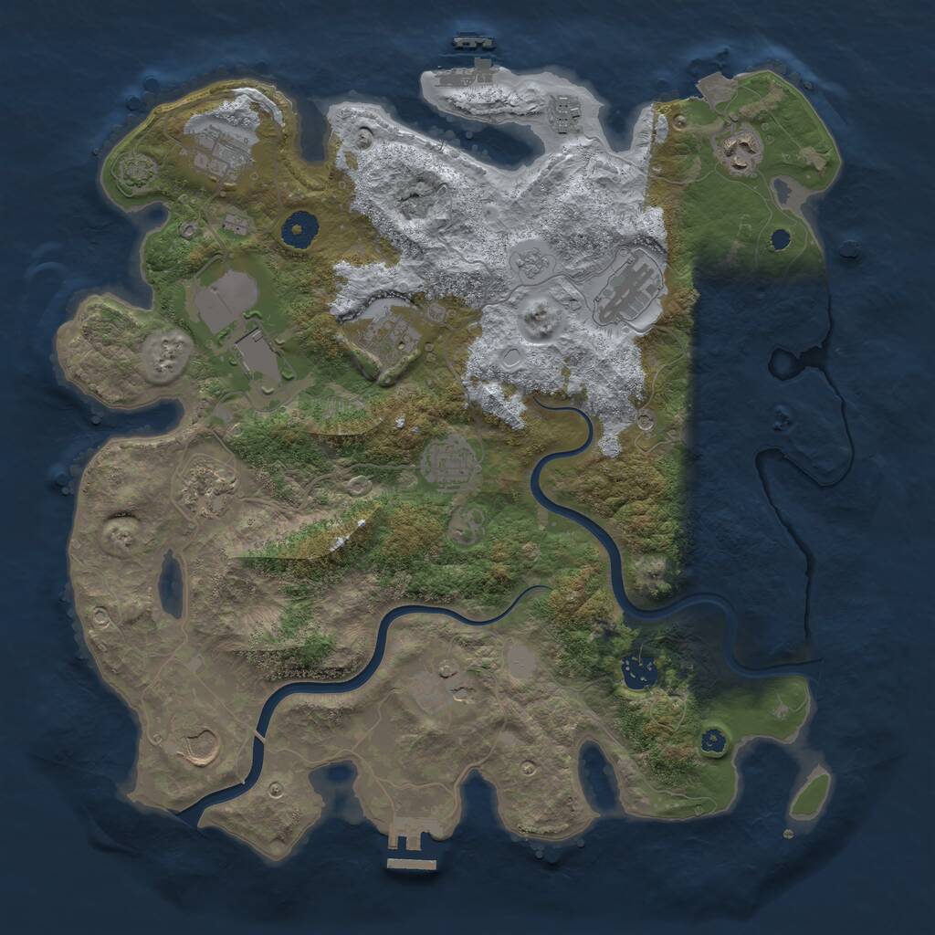 Rust Map: Procedural Map, Size: 3850, Seed: 528022445, 17 Monuments