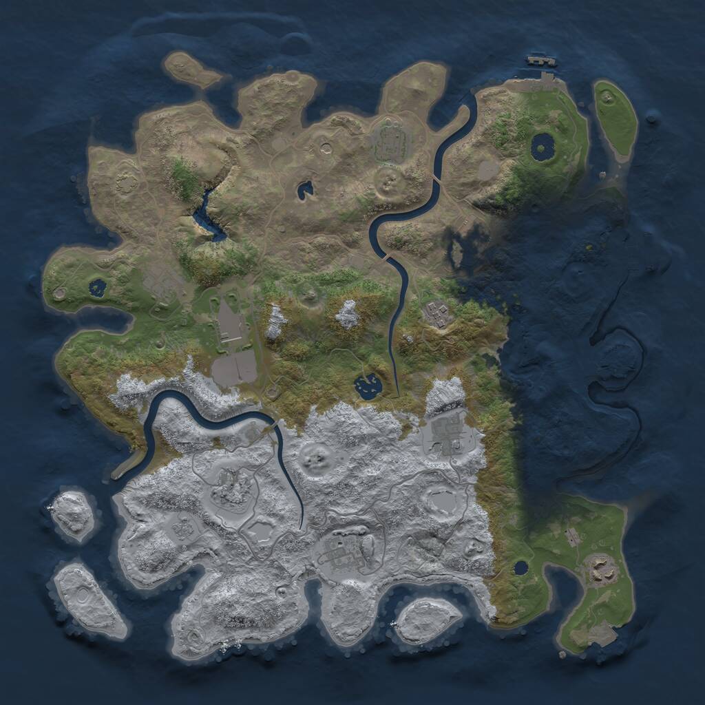 Rust Map: Procedural Map, Size: 4000, Seed: 13812, 16 Monuments