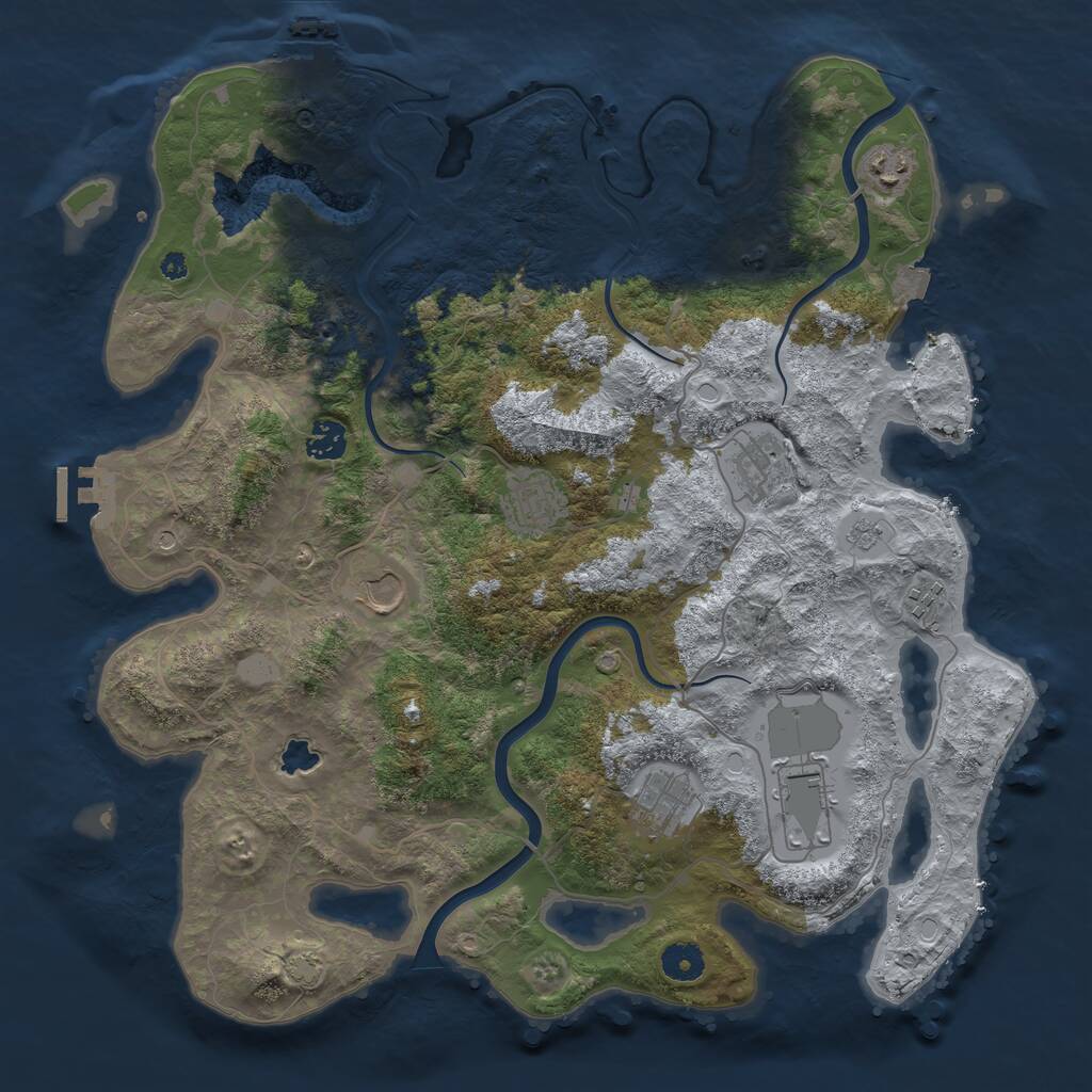 Rust Map: Procedural Map, Size: 4000, Seed: 46111, 14 Monuments