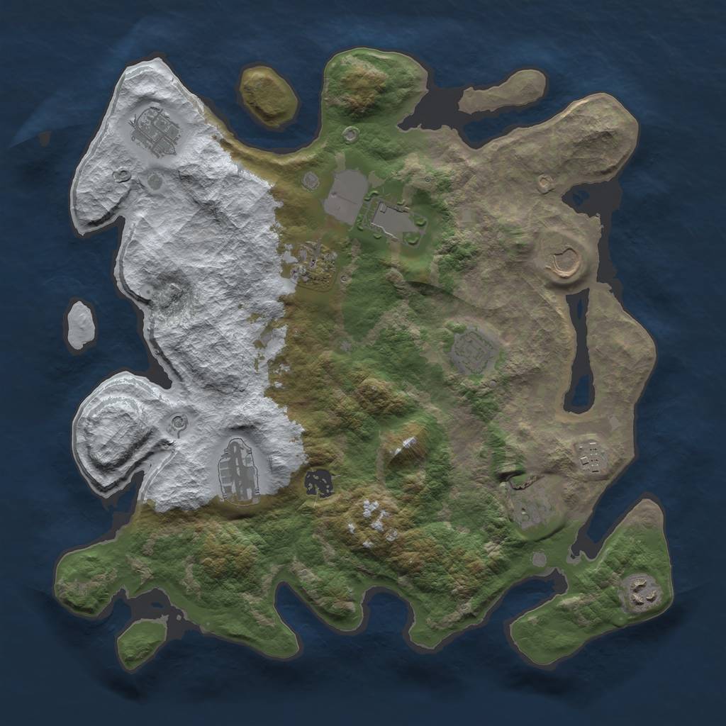 Rust Map: Barren, Size: 3700, Seed: 831, 13 Monuments