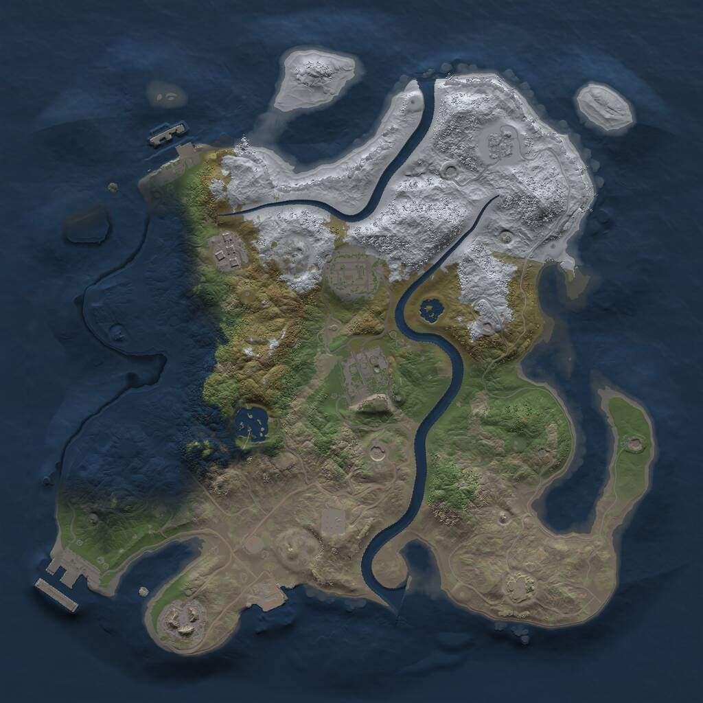 Rust Map: Procedural Map, Size: 3000, Seed: 1955142059, 11 Monuments