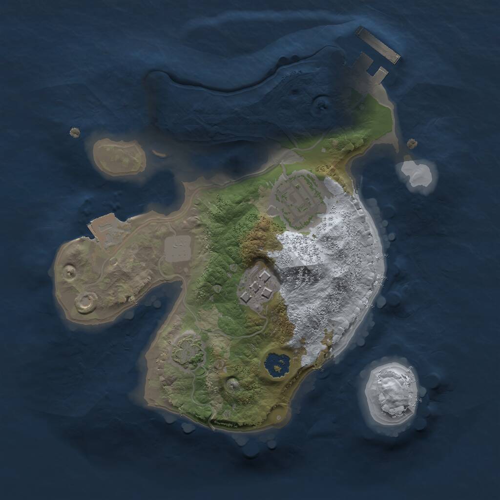 Rust Map: Procedural Map, Size: 2000, Seed: 1209445626, 5 Monuments