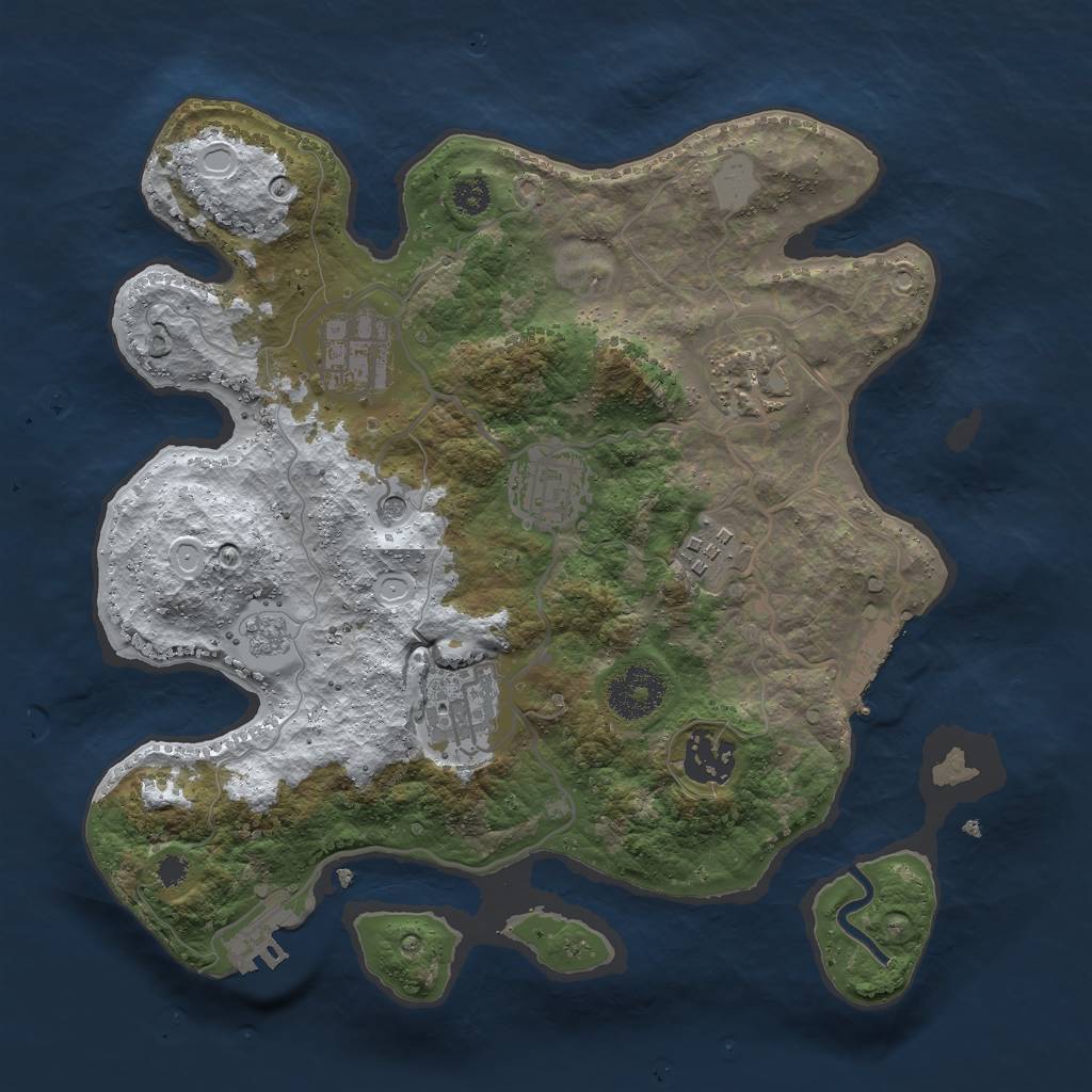 Rust Map: Procedural Map, Size: 3000, Seed: 12535, 15 Monuments
