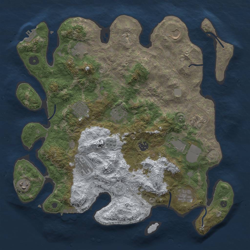 Rust Map: Procedural Map, Size: 3850, Seed: 904151800, 20 Monuments