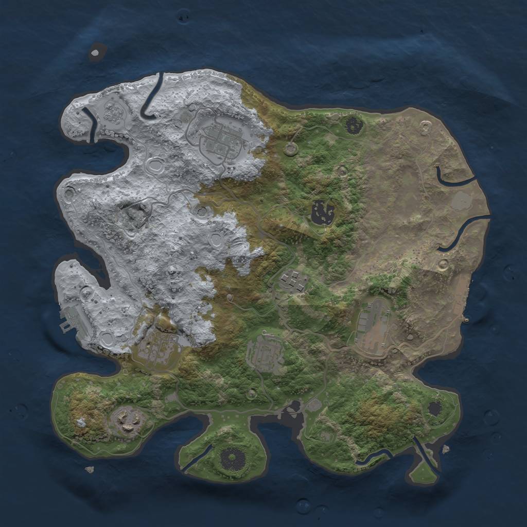 Rust Map: Procedural Map, Size: 3200, Seed: 12, 16 Monuments
