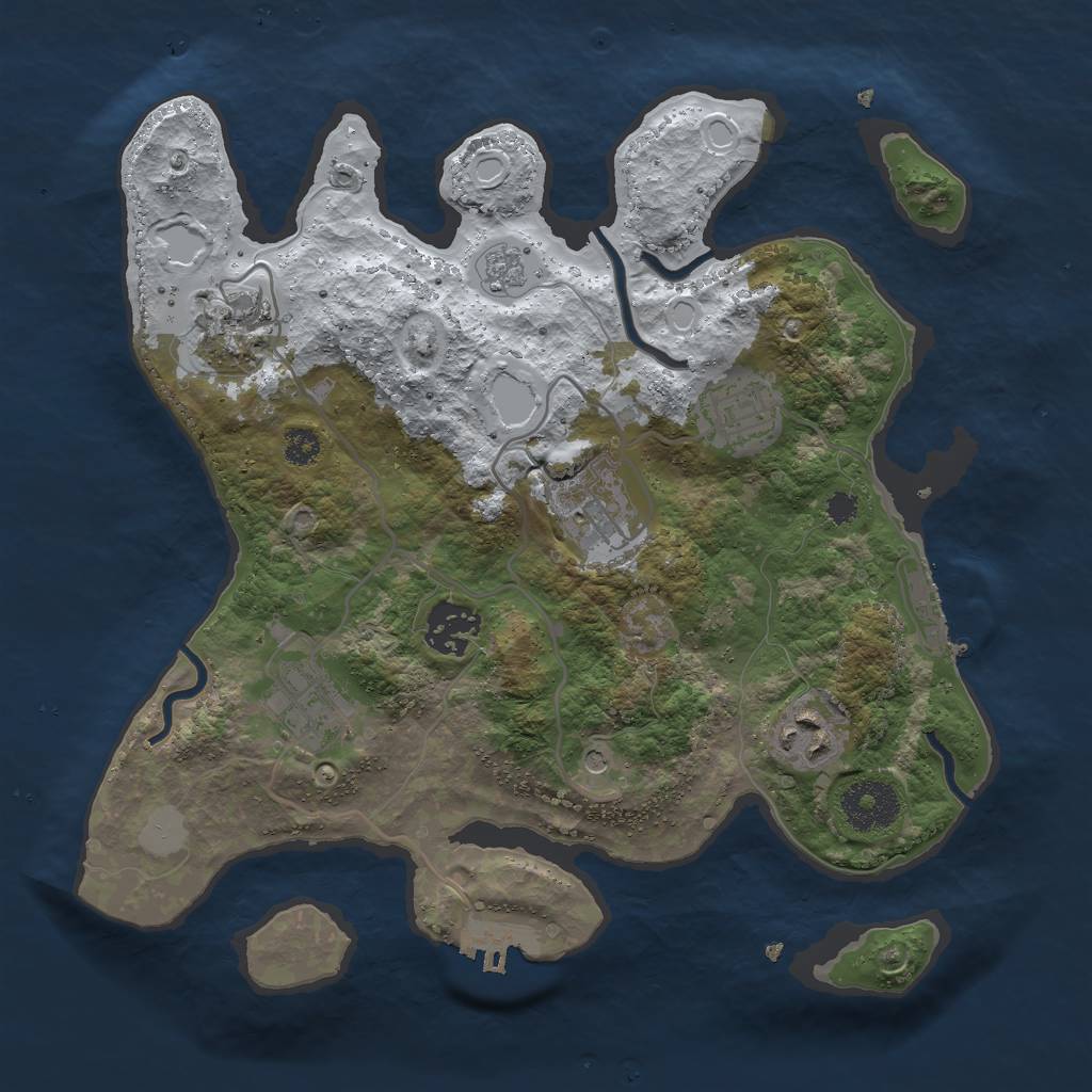 Rust Map: Procedural Map, Size: 3000, Seed: 9671, 15 Monuments