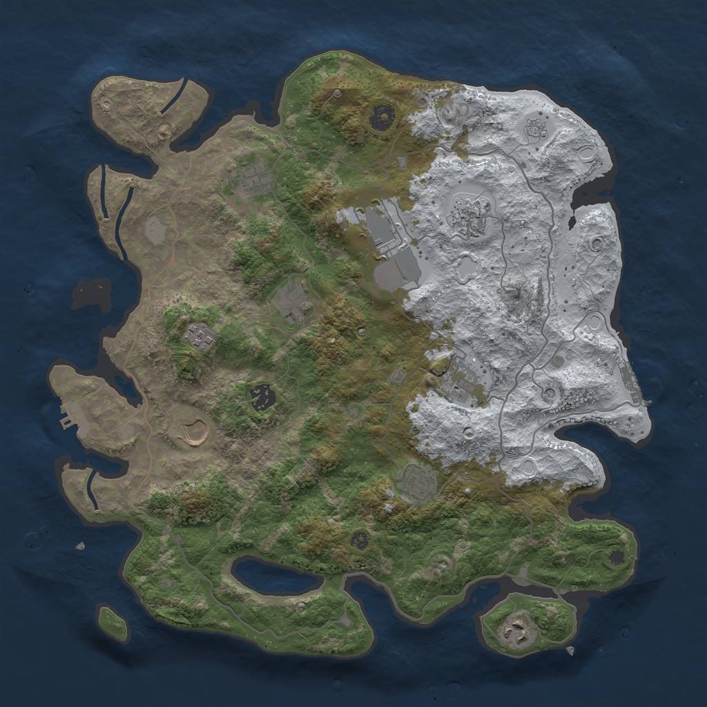 Rust Map: Procedural Map, Size: 4000, Seed: 543536817, 19 Monuments