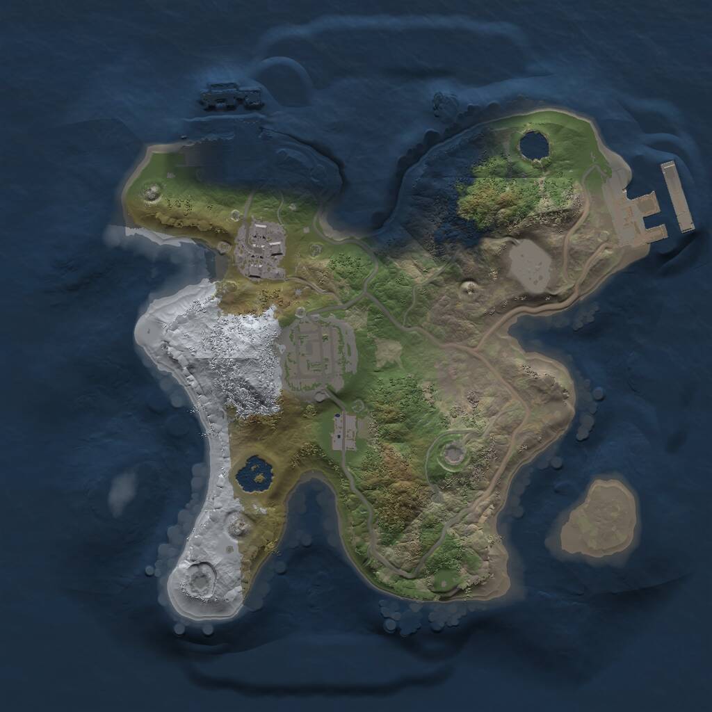 Rust Map: Procedural Map, Size: 2000, Seed: 13813, 5 Monuments