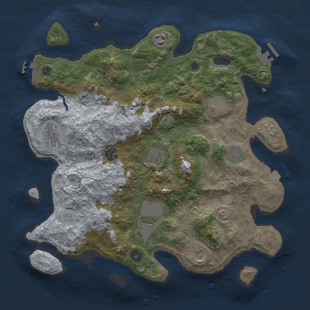Rust Map: Procedural Map, Size: 3750, Seed: 120512476, 17 Monuments