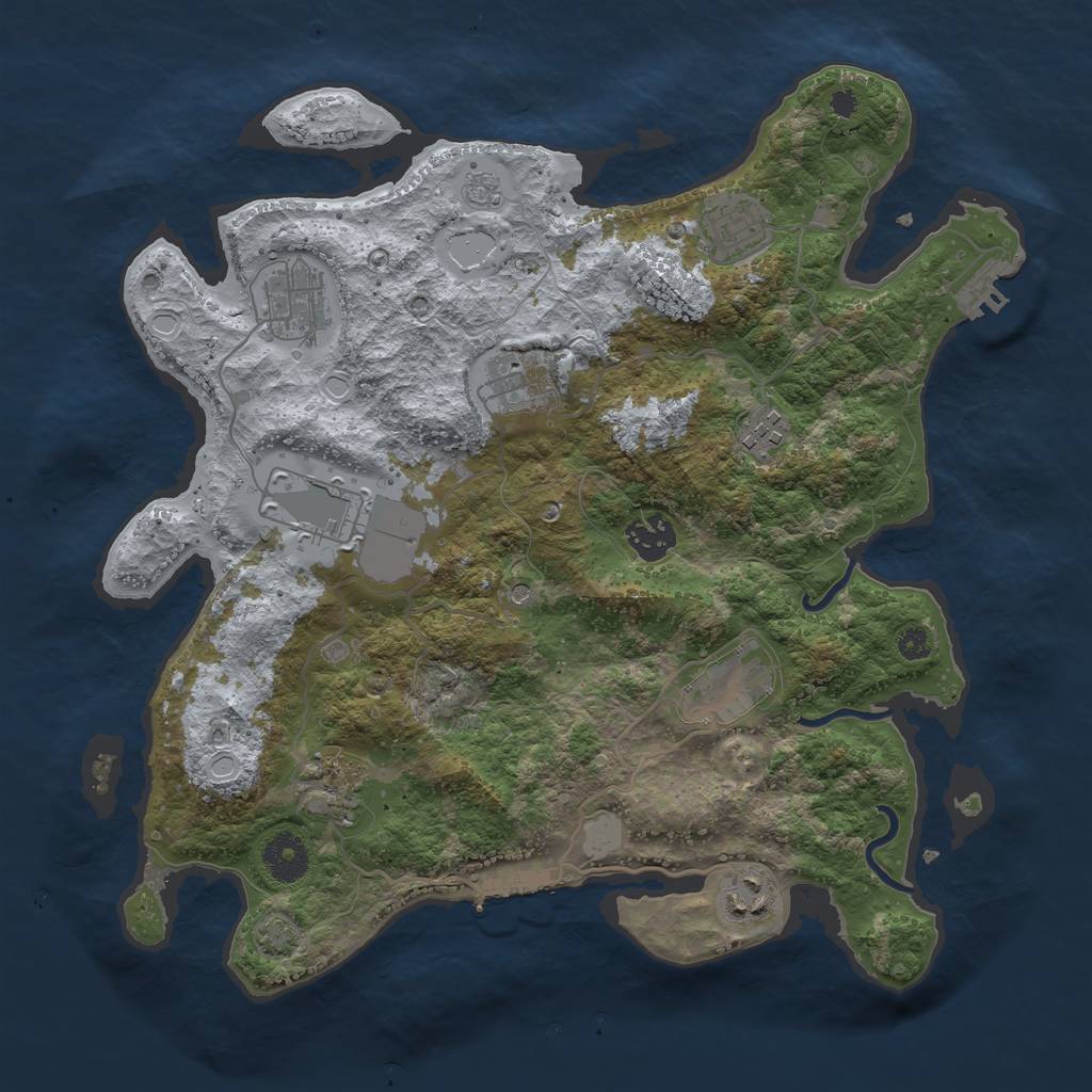 Rust Map: Procedural Map, Size: 3500, Seed: 34475660, 17 Monuments