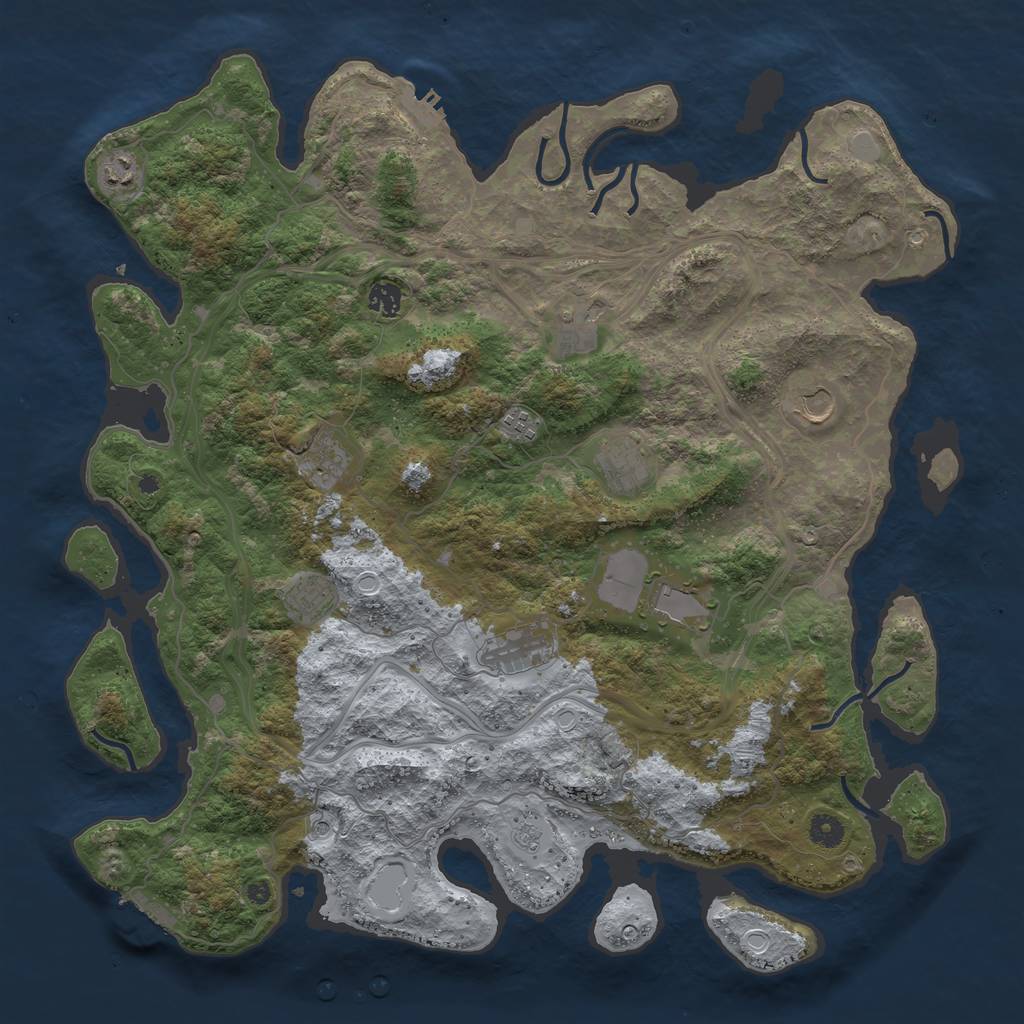 Rust Map: Procedural Map, Size: 4500, Seed: 1616, 19 Monuments