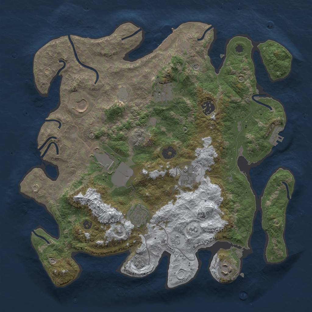 Rust Map: Procedural Map, Size: 3500, Seed: 873534, 17 Monuments