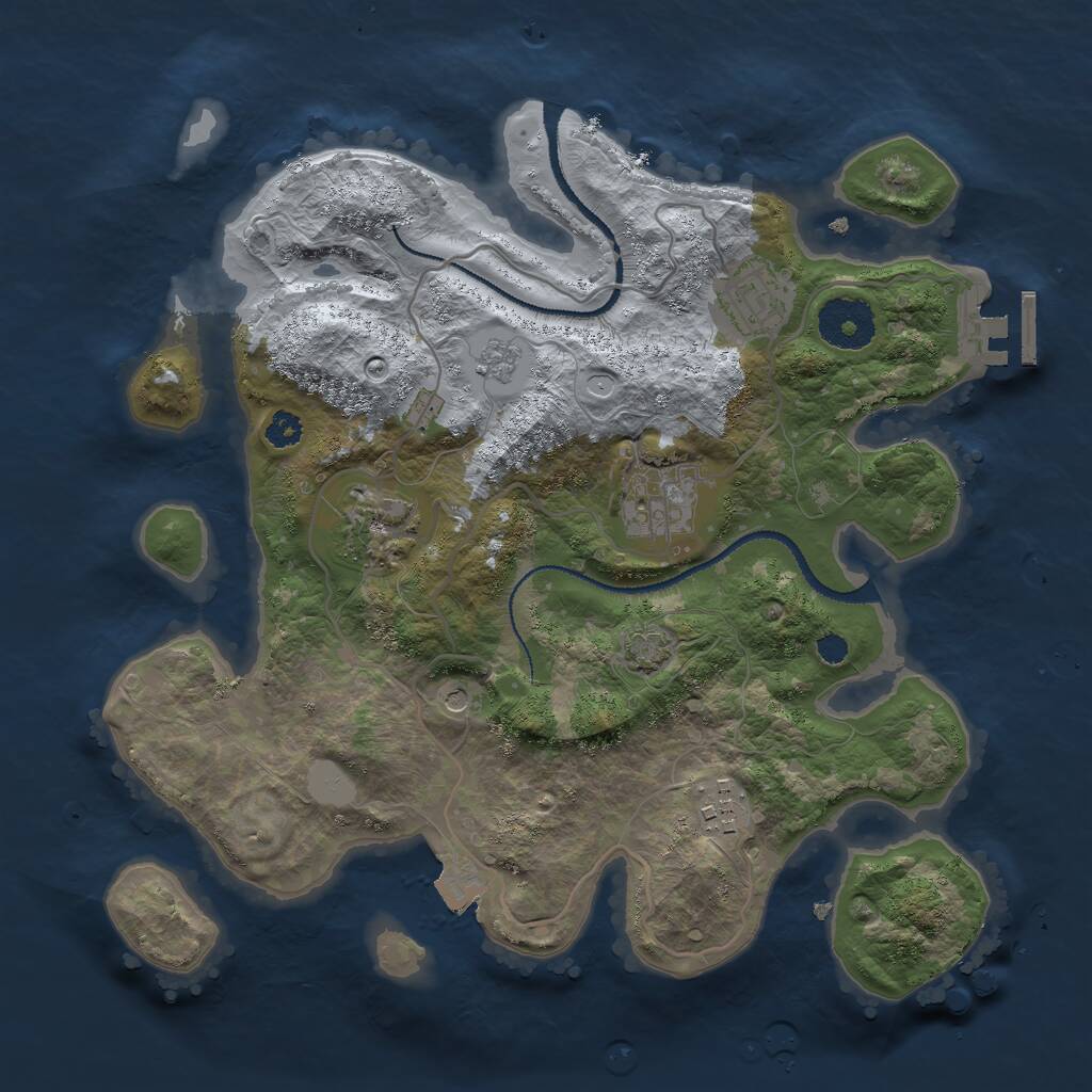 Rust Map: Procedural Map, Size: 3000, Seed: 46377, 9 Monuments