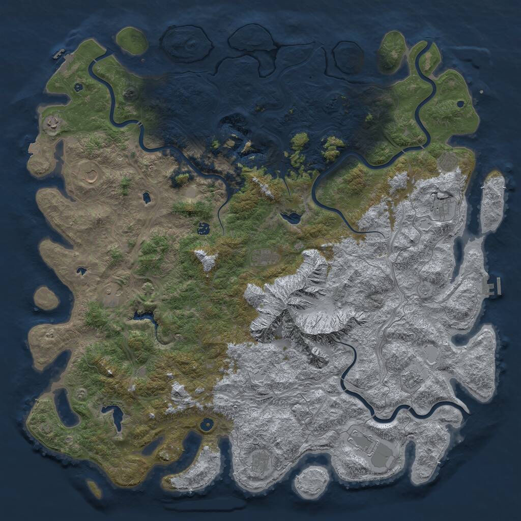 Rust Map: Procedural Map, Size: 6000, Seed: 539523854, 17 Monuments
