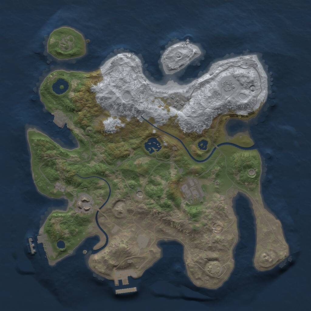 Rust Map: Procedural Map, Size: 3000, Seed: 21242, 10 Monuments