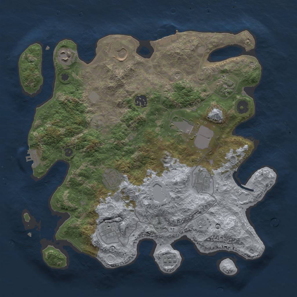 Rust Map: Procedural Map, Size: 3500, Seed: 995, 18 Monuments