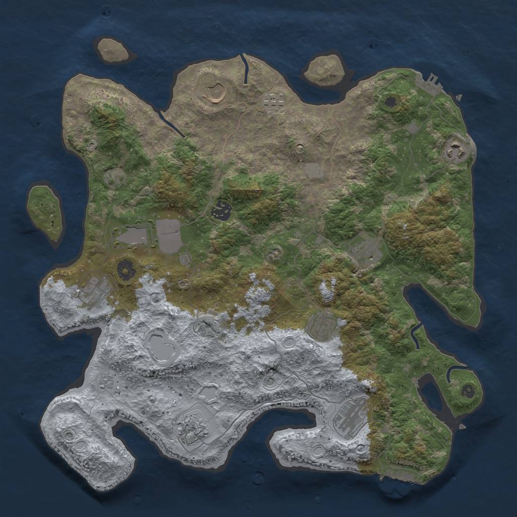 Rust Map: Procedural Map, Size: 3898, Seed: 2147483647, 19 Monuments