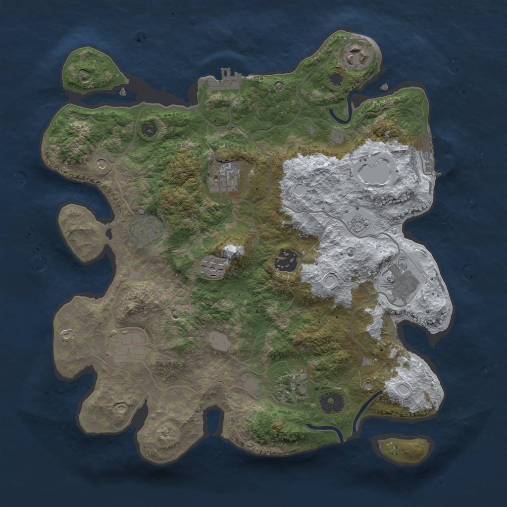 Rust Map: Procedural Map, Size: 3300, Seed: 44422, 17 Monuments