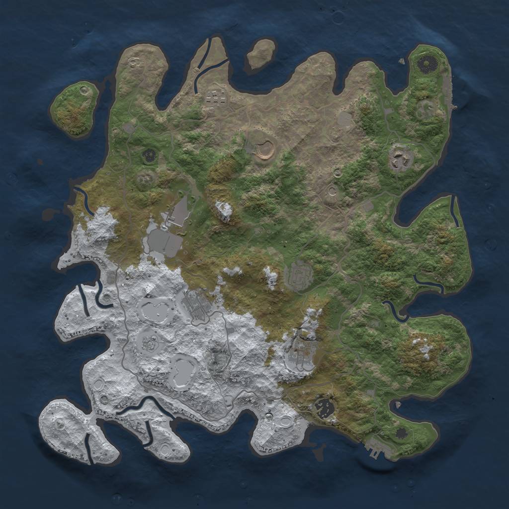 Rust Map: Procedural Map, Size: 4000, Seed: 1121, 17 Monuments