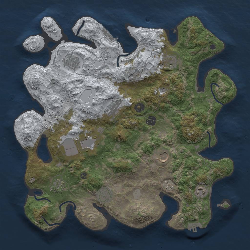 Rust Map: Procedural Map, Size: 3700, Seed: 2062892079, 19 Monuments