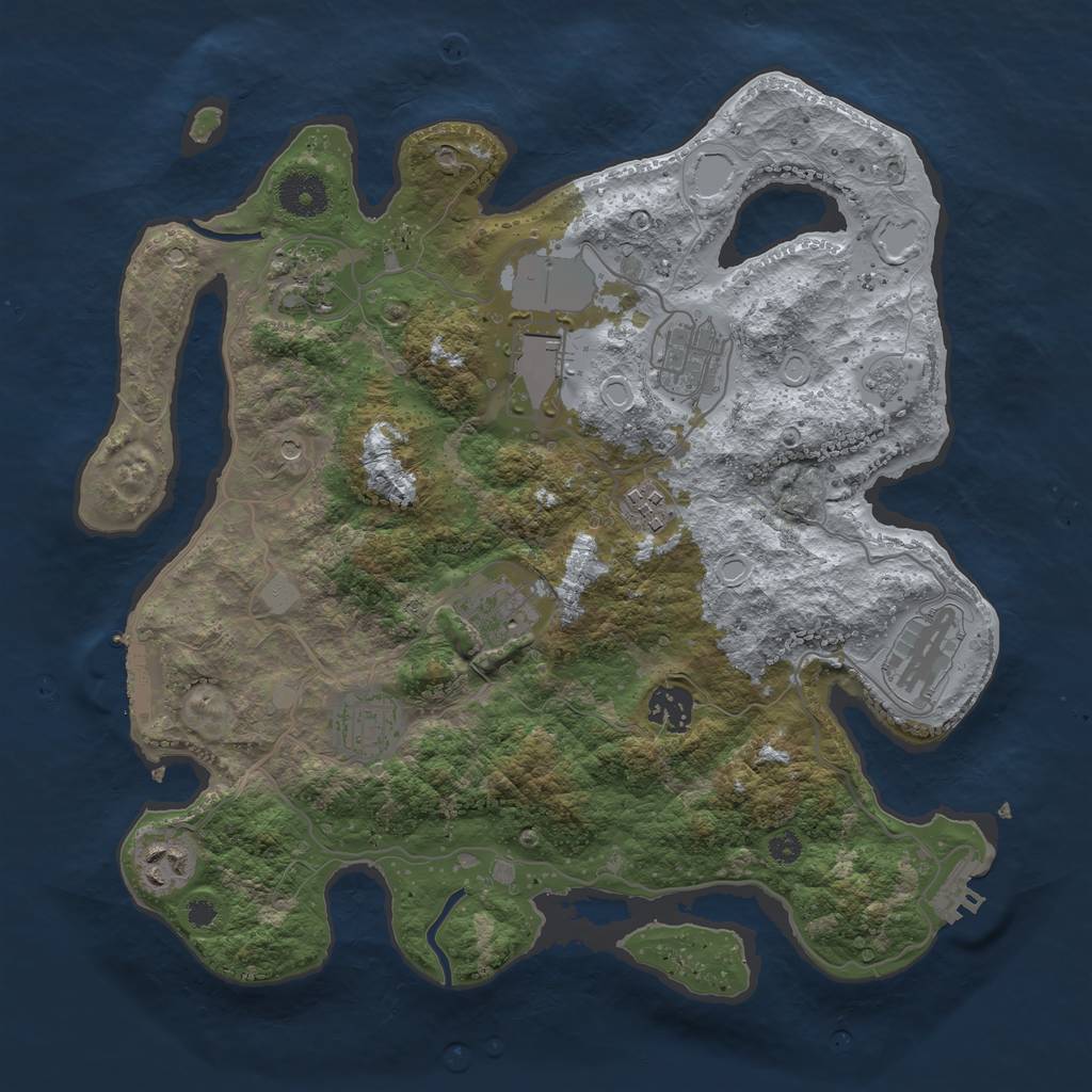 Rust Map: Procedural Map, Size: 3500, Seed: 64828682, 18 Monuments