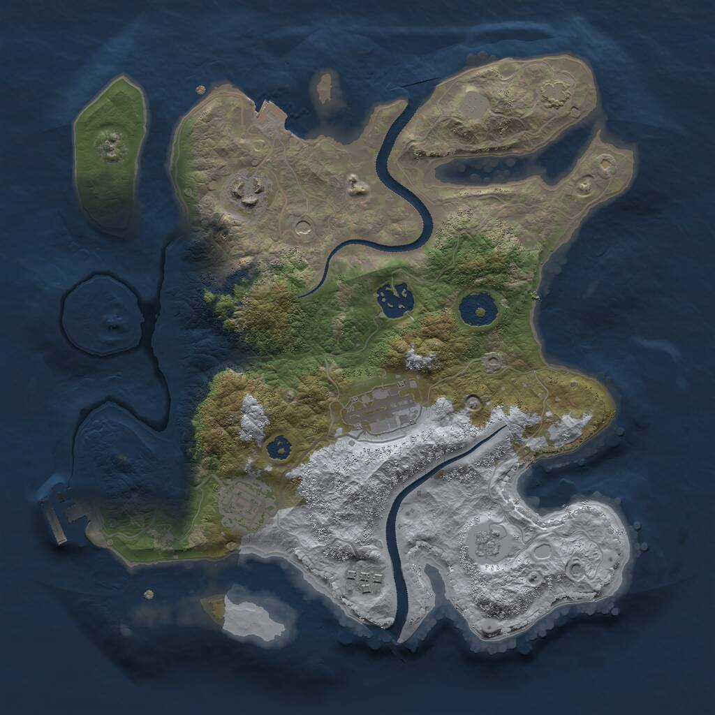 Rust Map: Procedural Map, Size: 3000, Seed: 96758, 10 Monuments