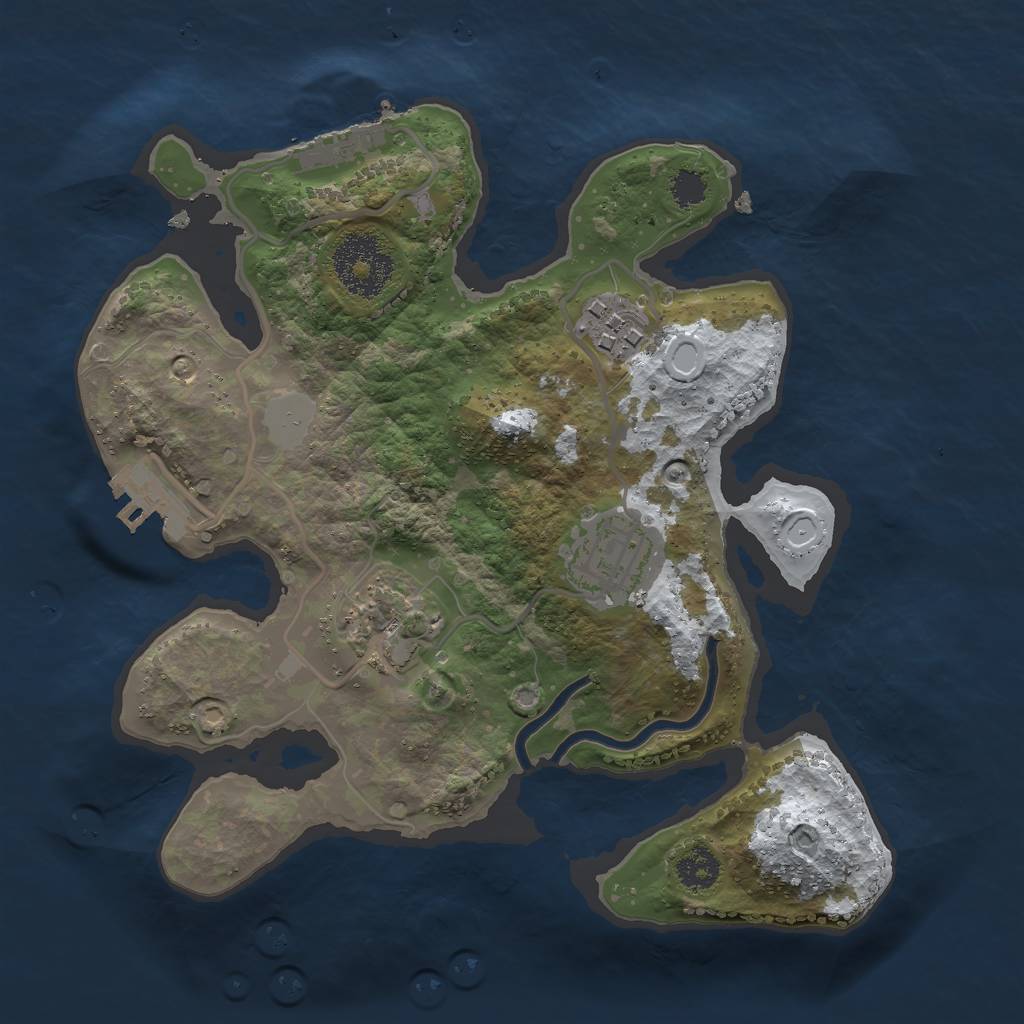 Rust Map: Procedural Map, Size: 2500, Seed: 32714, 10 Monuments