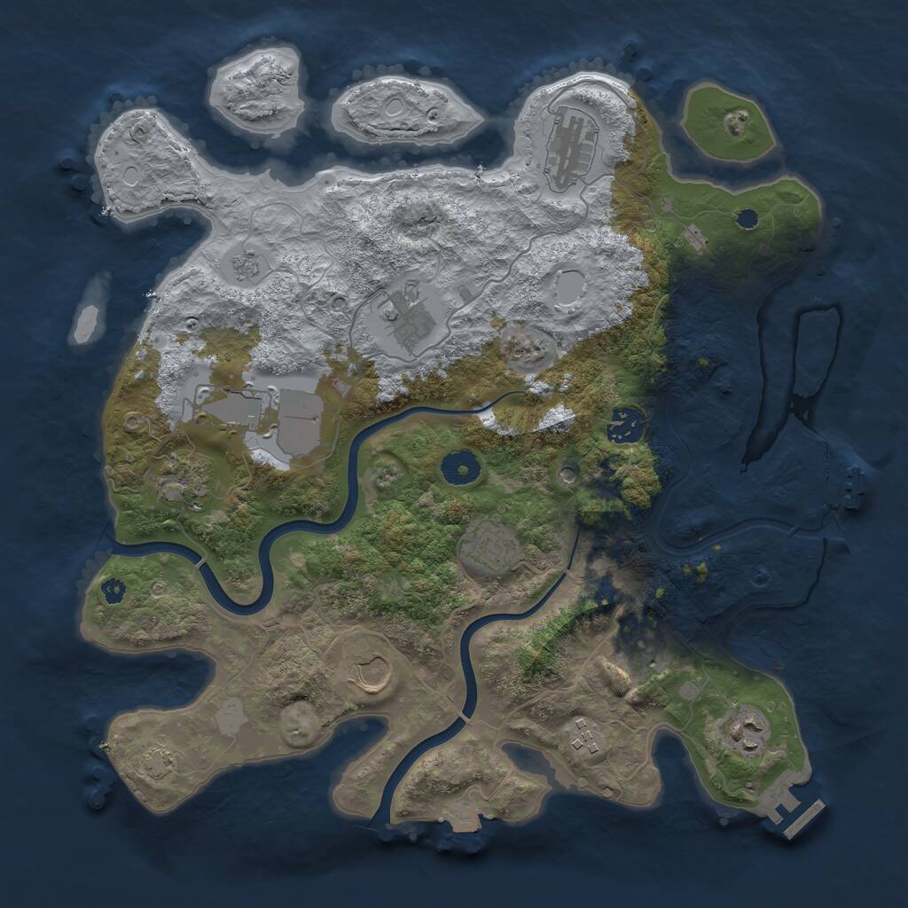Rust Map: Procedural Map, Size: 3700, Seed: 453666348, 16 Monuments