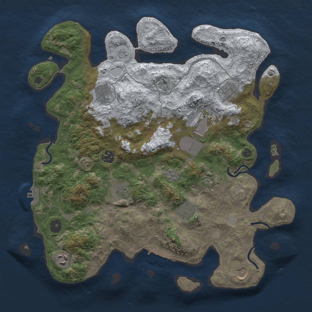 Rust Map: Procedural Map, Size: 3750, Seed: 173290, 19 Monuments