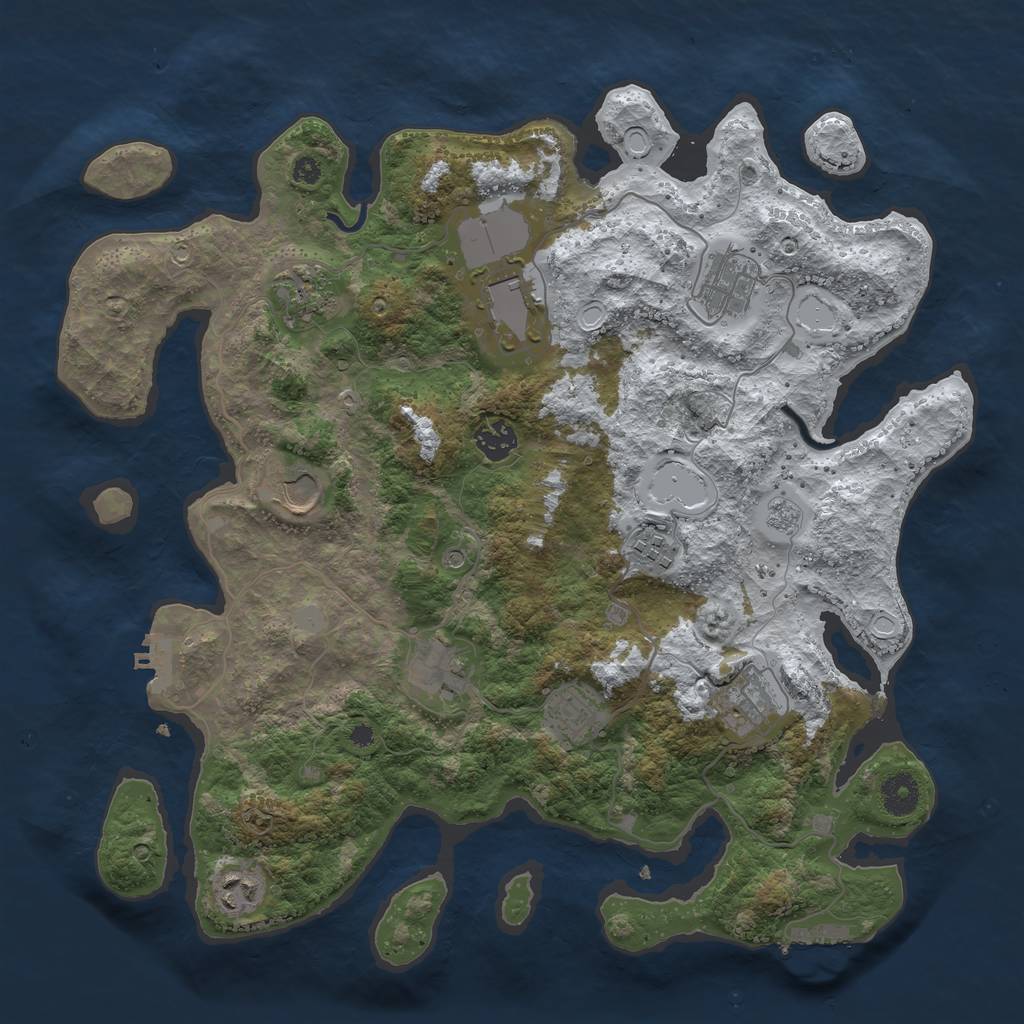 Rust Map: Procedural Map, Size: 3800, Seed: 521141074, 19 Monuments