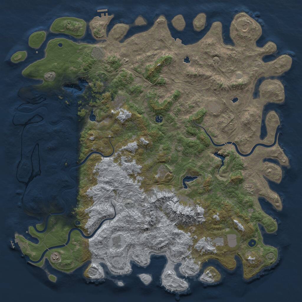 Rust Map: Procedural Map, Size: 6000, Seed: 881538888, 17 Monuments