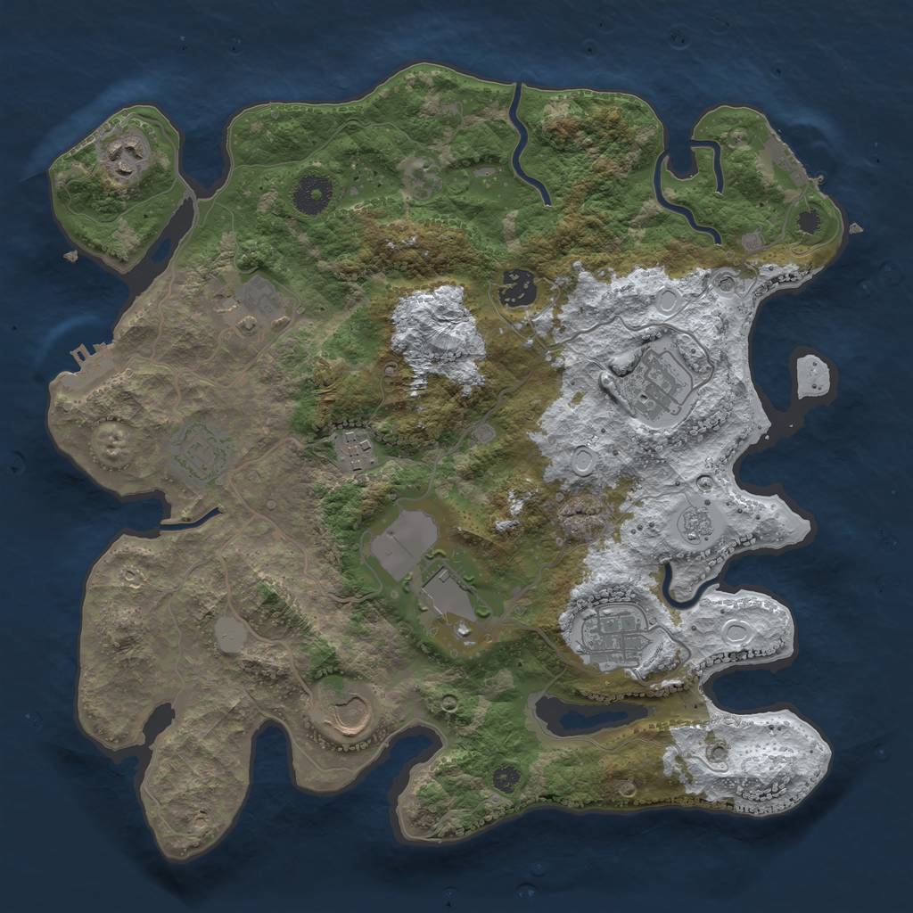 Rust Map: Procedural Map, Size: 3500, Seed: 1857693861, 18 Monuments