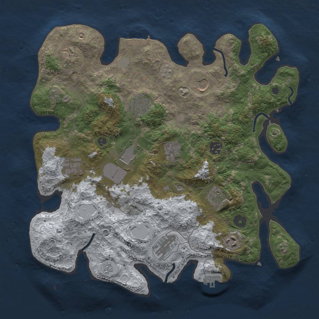 Rust Map: Procedural Map, Size: 3700, Seed: 1979689745, 20 Monuments