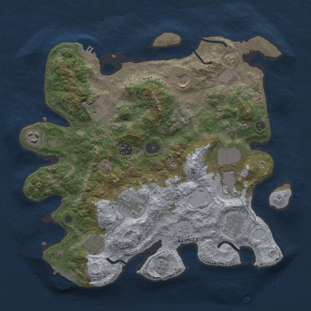 Rust Map: Procedural Map, Size: 3500, Seed: 250009631, 18 Monuments