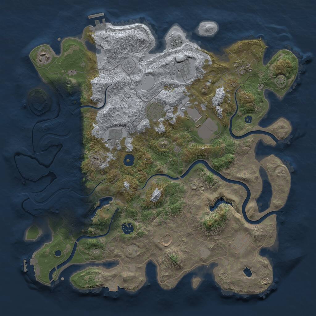 Rust Map: Procedural Map, Size: 4050, Seed: 679482761, 16 Monuments