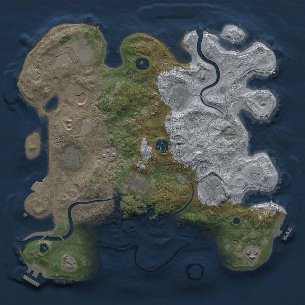 Rust Map: Procedural Map, Size: 3500, Seed: 187297450, 15 Monuments