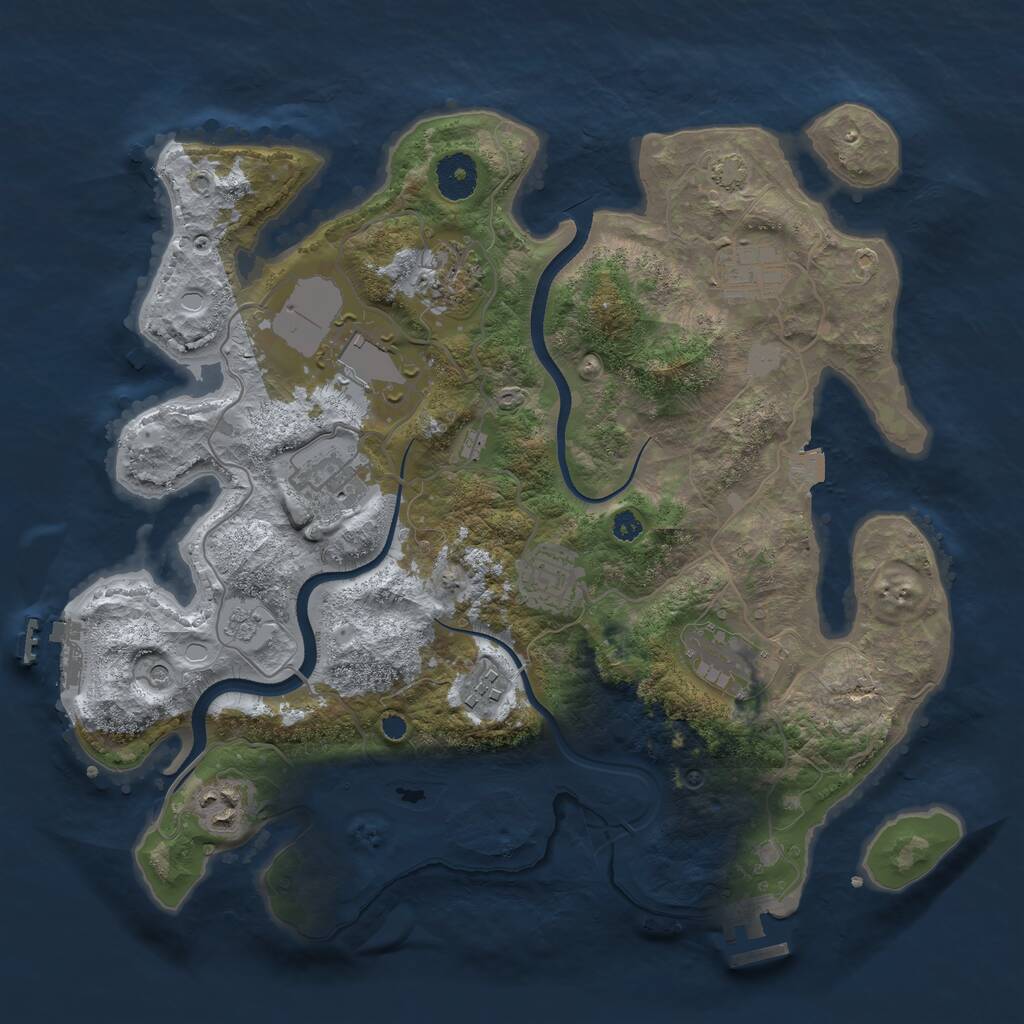 Rust Map: Procedural Map, Size: 3500, Seed: 4632673, 14 Monuments