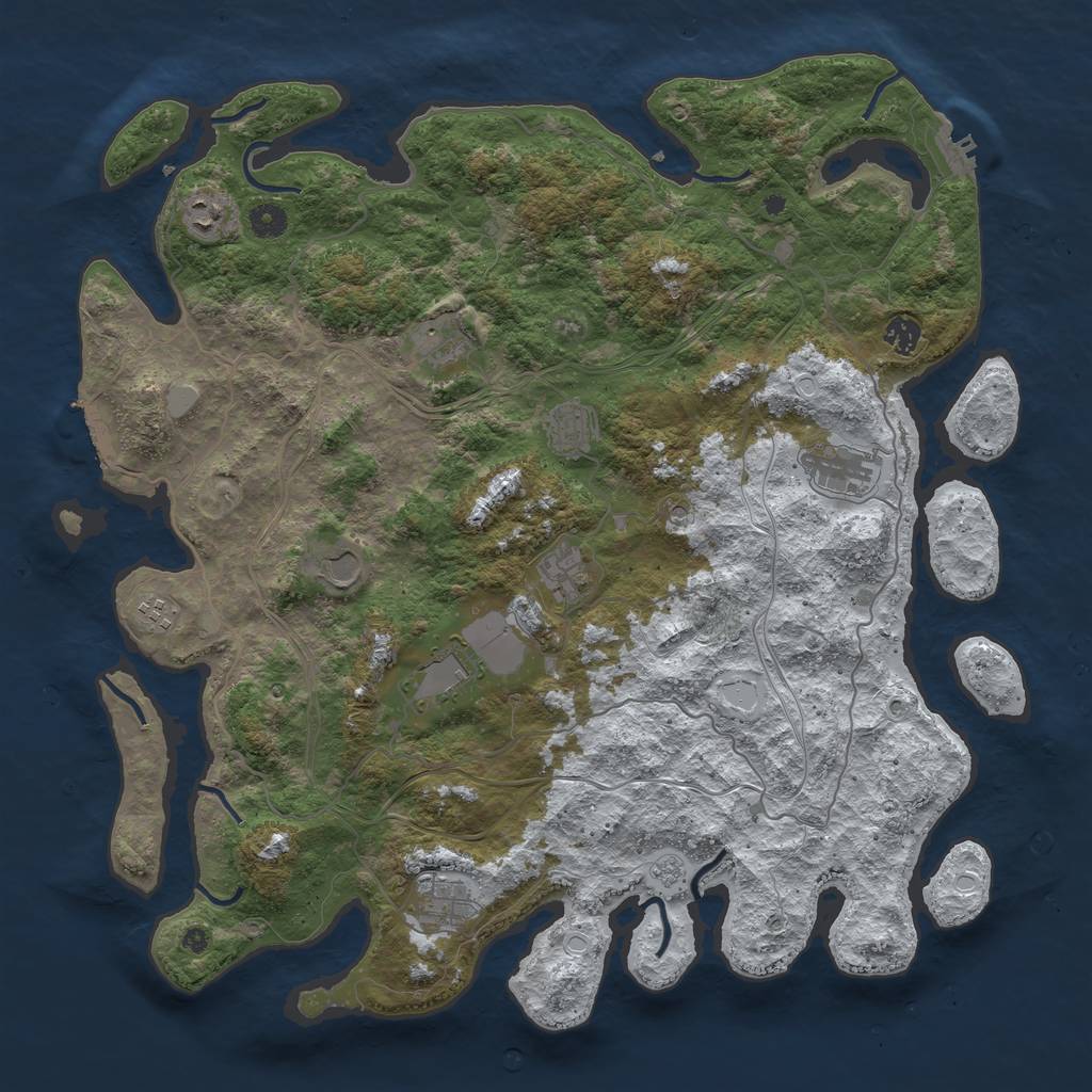 Rust Map: Procedural Map, Size: 4500, Seed: 1442437, 19 Monuments
