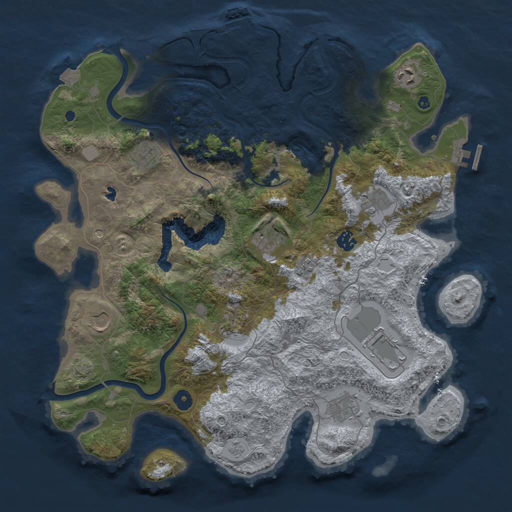 Rust Map: Procedural Map, Size: 4000, Seed: 225559417, 16 Monuments
