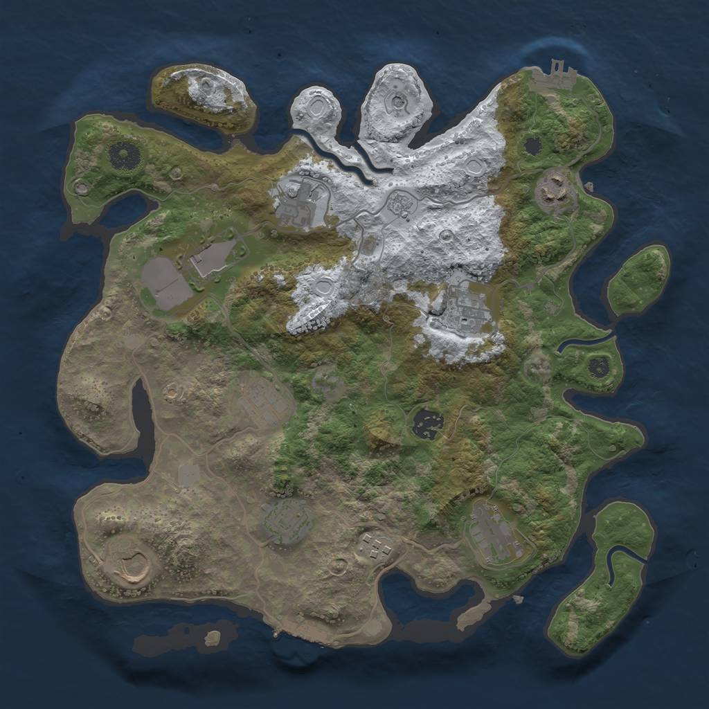 Rust Map: Procedural Map, Size: 3500, Seed: 1046595079, 19 Monuments