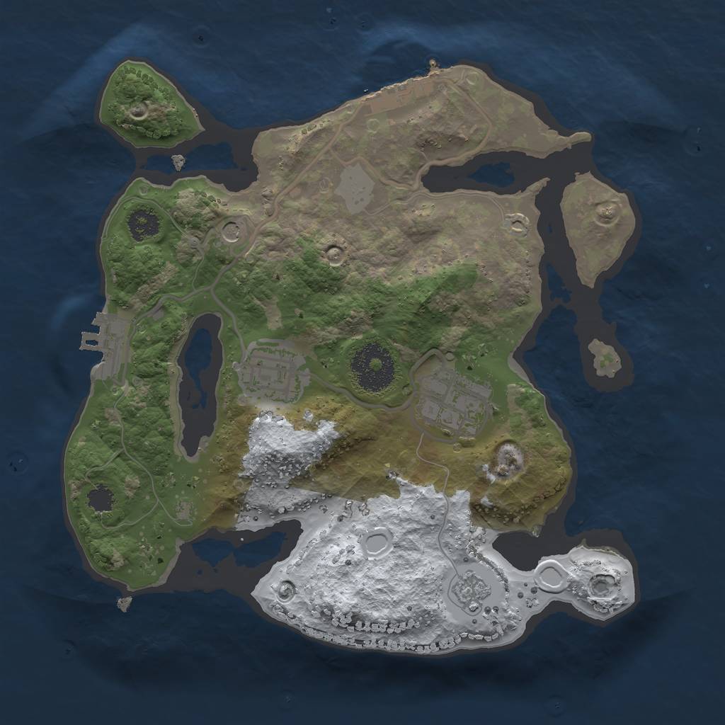 Rust Map: Procedural Map, Size: 2400, Seed: 2351, 11 Monuments